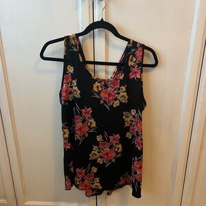 Floral Sleeveless Top - Black and Pink